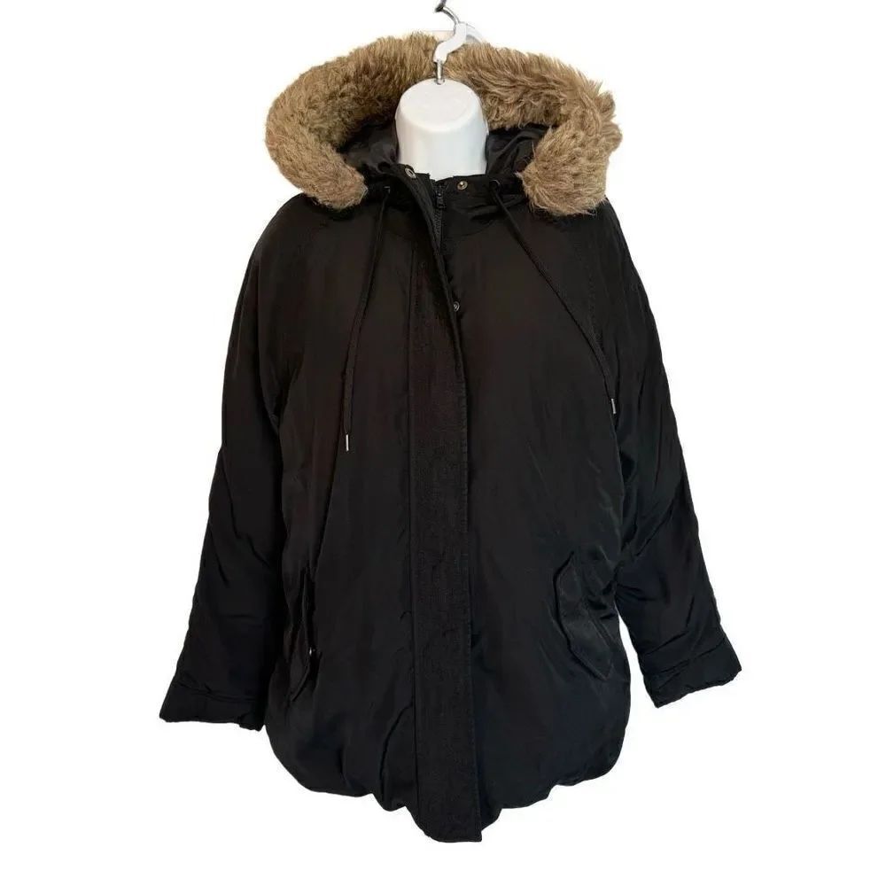 Old Navy Women’s Black Hooded Utility Coat Medium